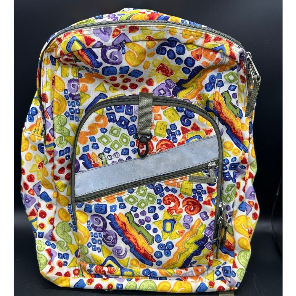 LL Bean‎ Book Bag Back Pack Geometric Shapes Colorful